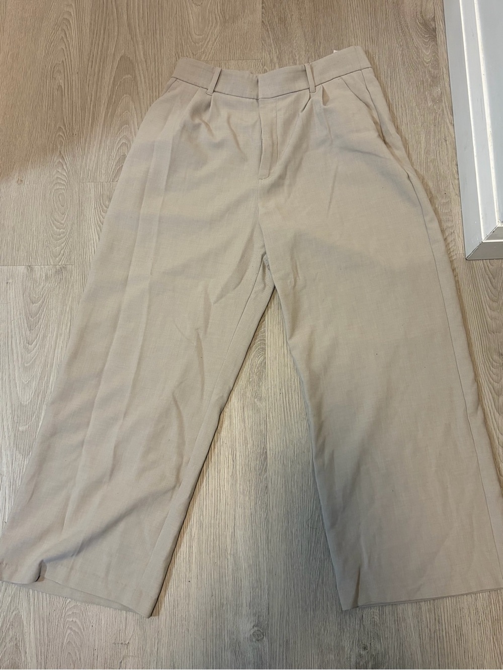 Abercrombie & Fitch Neutral Beige High-Rise Trousers